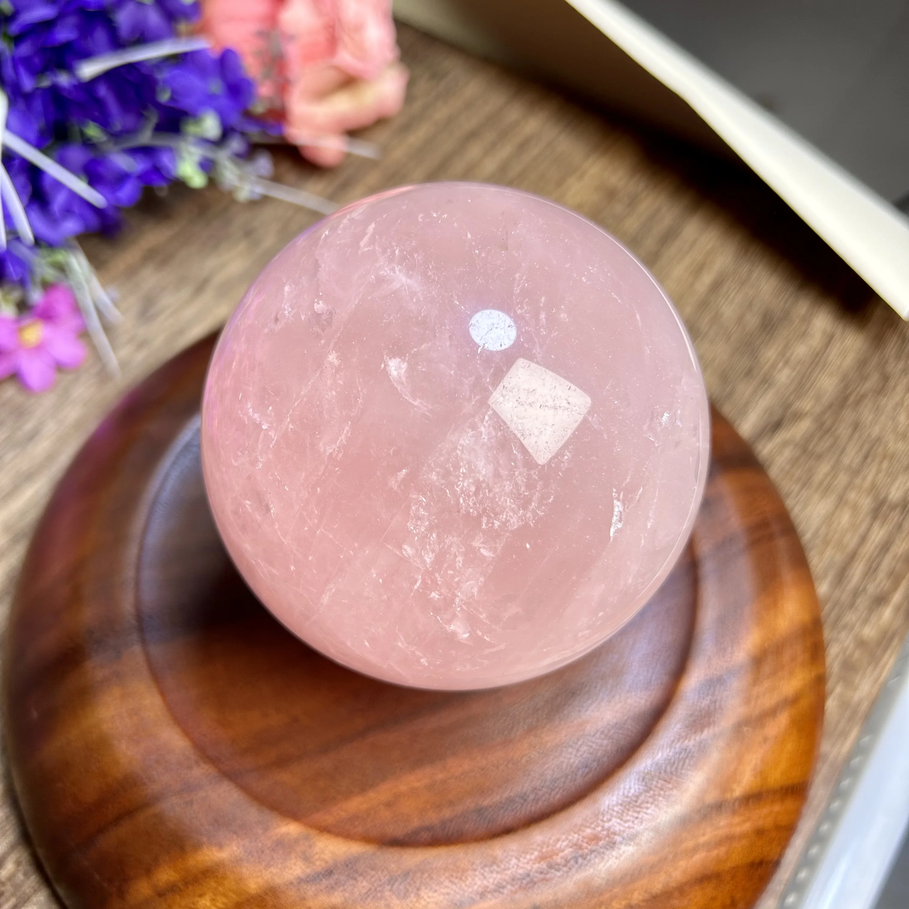 

Natural Pink Rose Quartz Sphere Crystal Ball Reiki Healing Home Decor Gift 1020g 89mm 11th