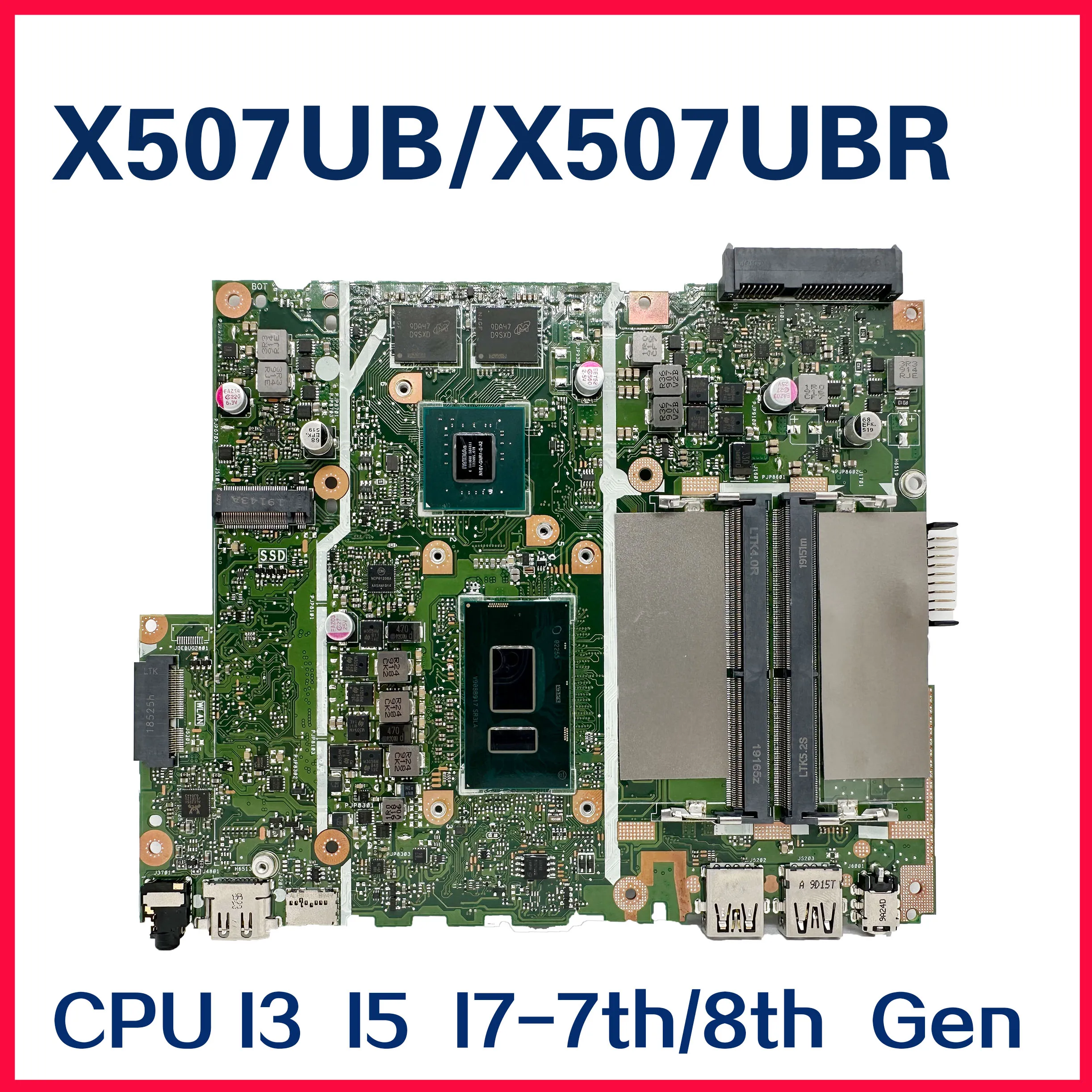 Motherboard Dinzi X507UB X507UBR UNTUK Asus X507utar X507UA X507UF Y5000UB Y5000U Laptop Mainboard dengan I3 I5 I7 6th 8th V2G/GM