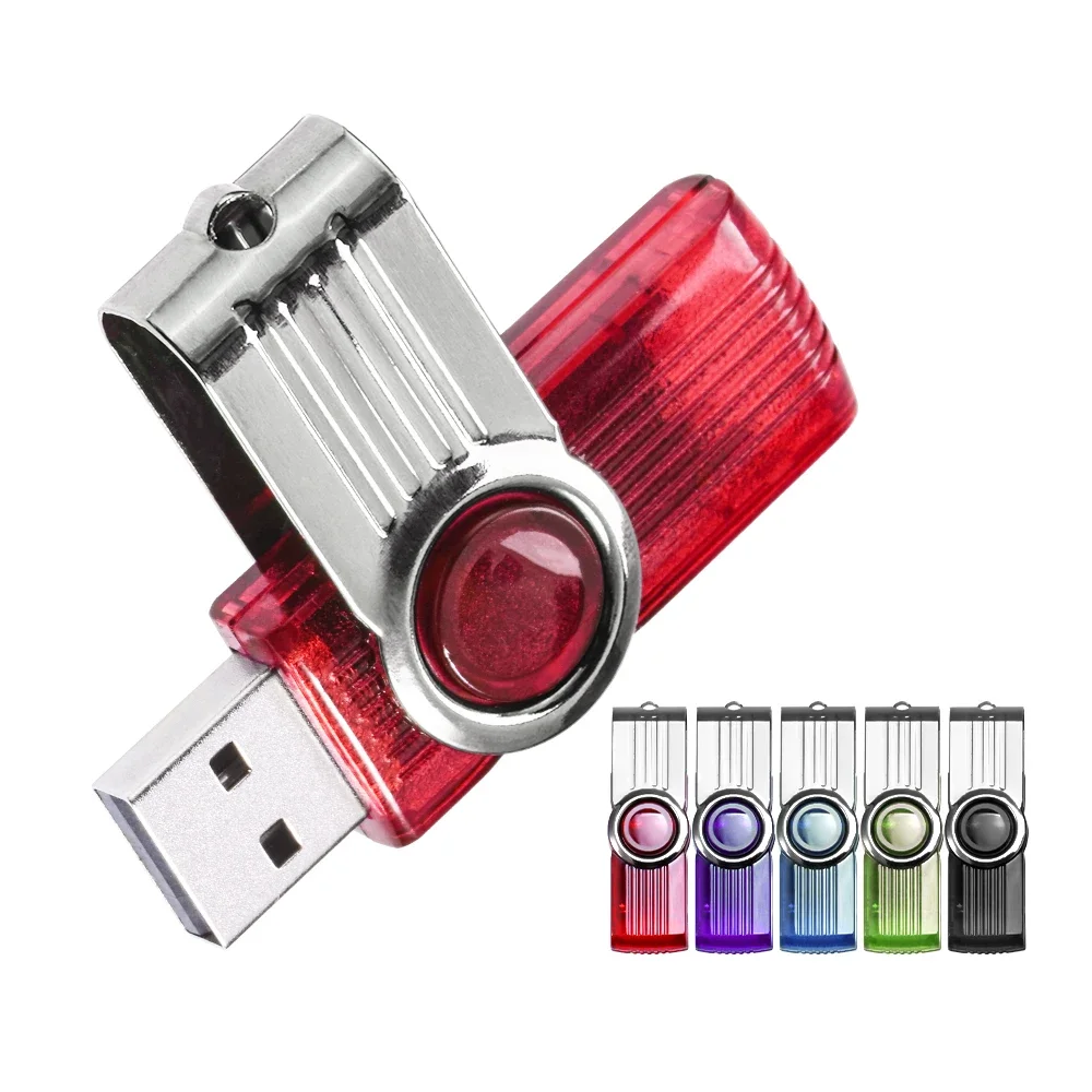 Colorful Rotatable USB Flash Drive 64GB Free Key Chain Pen Drive 32GB Silver Clip Memory Stick 16GB High Speed Pendrive U Disk