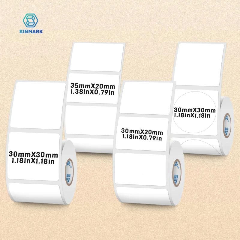 

30mm Wide White Thermal Label Stickers Waterproof Labels Paper DIY Tags Suit for SINMARK Phomemo Portable Thermal Printer