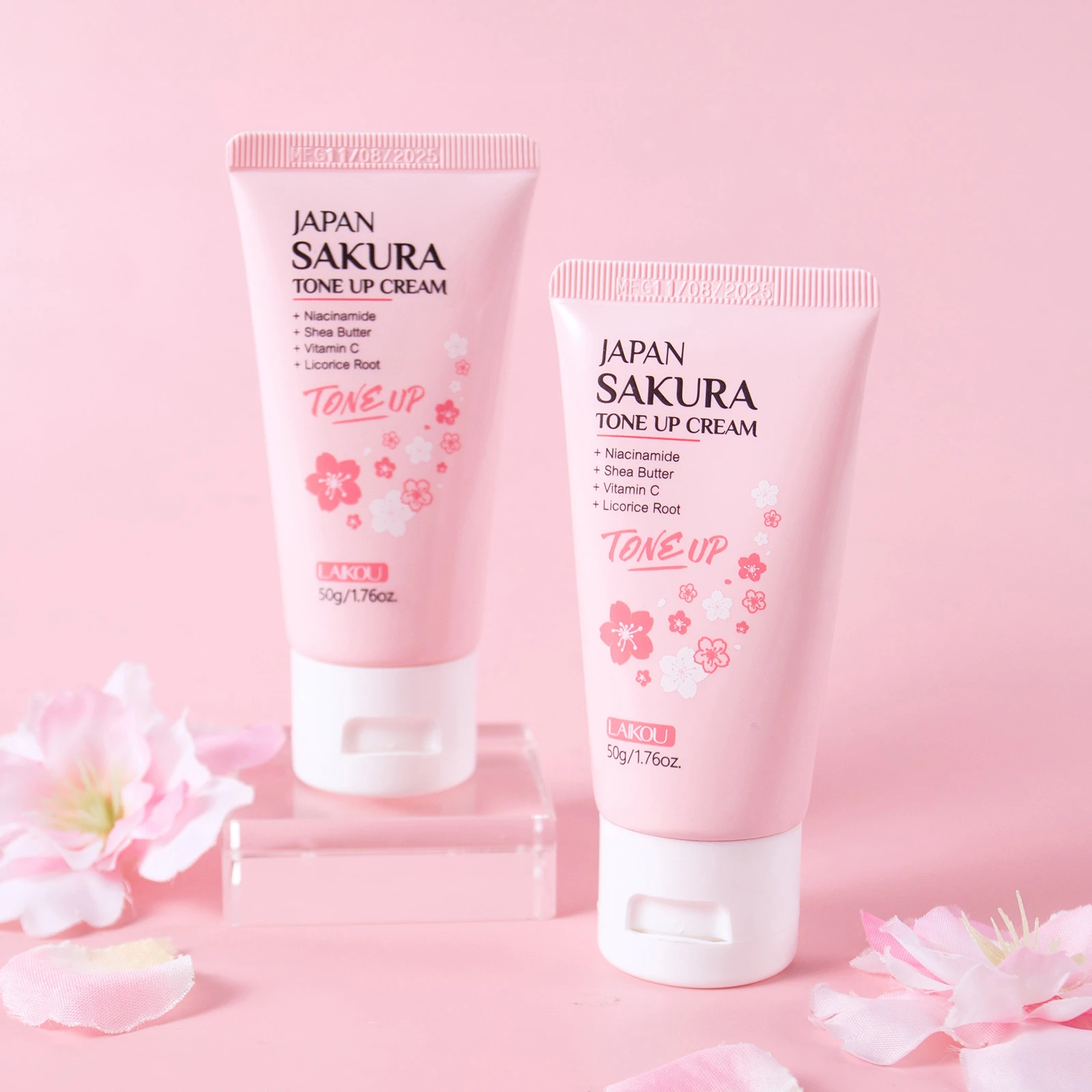 

LAIKOU Cherry Blossom Tone Up Cream Brightening Moisturizing Face Cream for All Skin Types,Brightening Look Even Skin Tone 50g