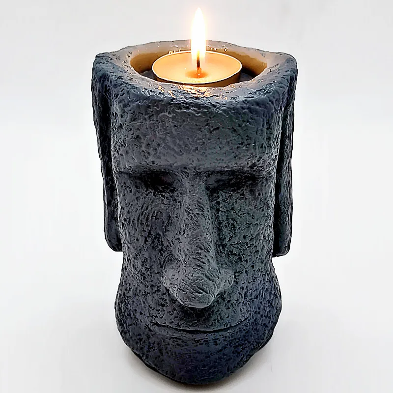 Large Easter Island Stone Candlestick Silicone Mold DIY Resin Concrete Production Mold Home Decoration Tools