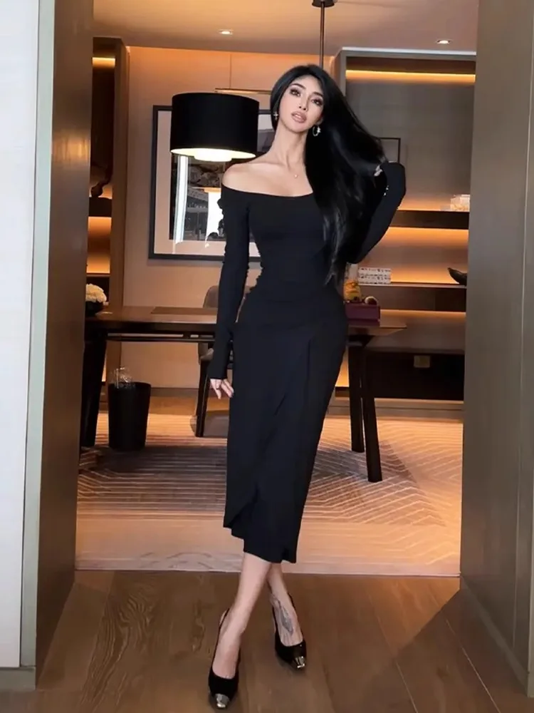 Vestidos de manga comprida feminino casamento civil primavera chiffon plissado babado all-match cintura solta estilo minimalista multicolorido