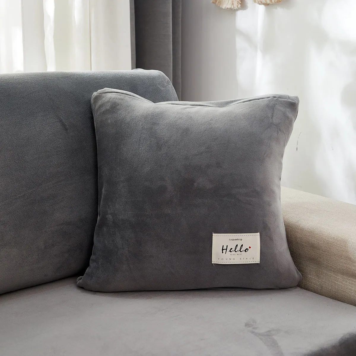 Thick Velvet Elastic Sofa Cushion Cover Super Stretch Sectional Couch Slipcover Fitted Seat Protector Slip-resistant Case