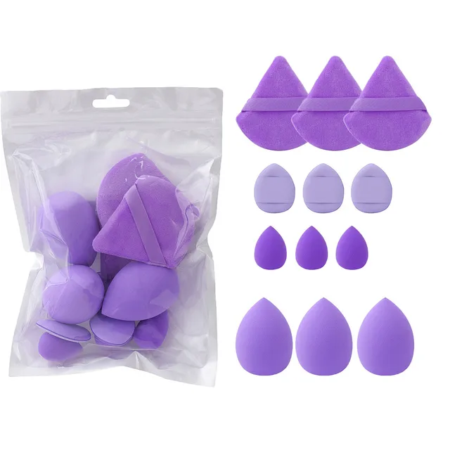 12Pcs Soft All-Purpose Makeup Sponge Set 4Types Beauty Tools Cosmetic Puff Dry Wet Dual Use Foundation Sponges Powder Puff 6