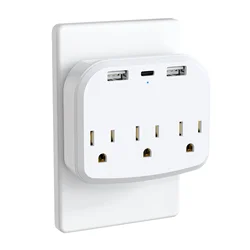 6-in-1 US plug travel conversion socket with 2 sockets 2SUB1Type-c port power extender Canada-Brazil conversion plug