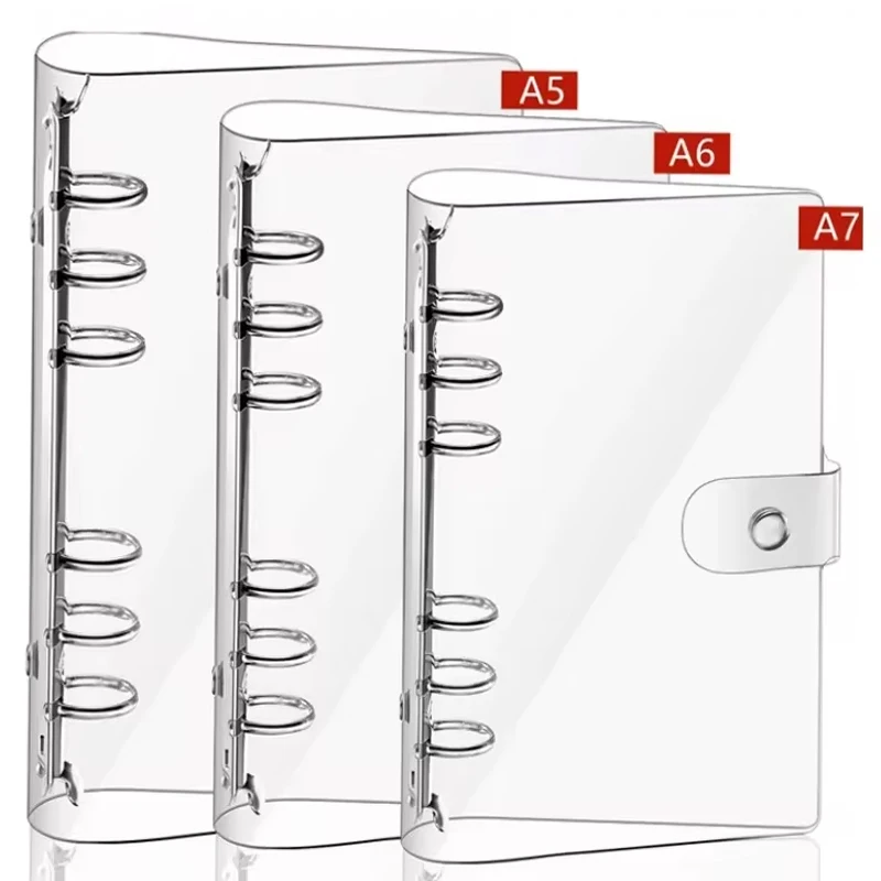 

A7 A6 A5 Spiral Transparent Binder Notebook Cover PVC Notebook Cover Loose Diary Coil Ring Binder Storage Agenda Planner Bag