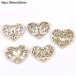 38x50mm Mixed Lace Heart Hanging Pendant Wood Slices Crafts For DIY Scrapbook Home Decor Wooden Ornament 10pcs m2584