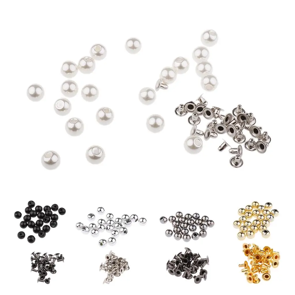 New Arrived 20 Sets Pearl Rivets Studs Button for Cloth Shoes Crafts Decoration Heimwerken Garment Accessories