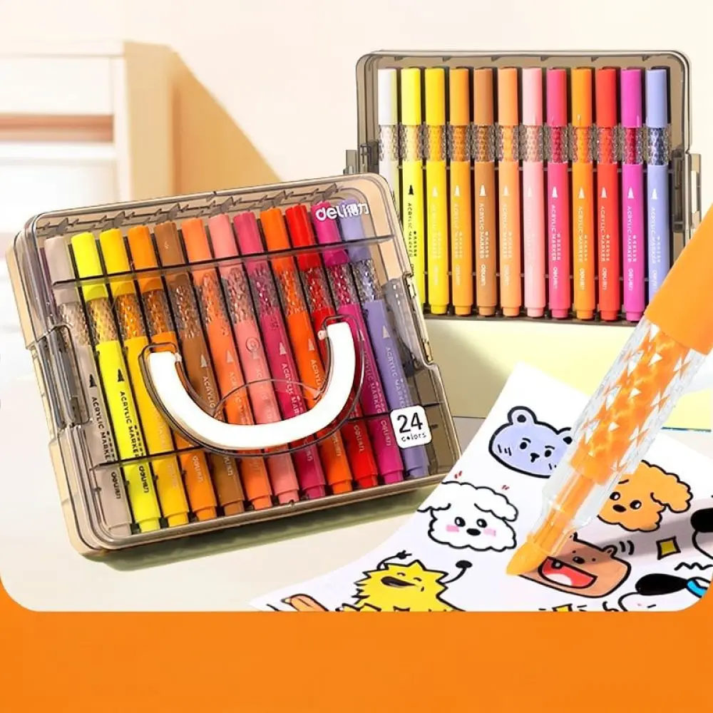 For Deli Acrylic Paint Markers Art Drawing Pens Set Vibrant Colors Permanent Stationery Tools For Students Diy