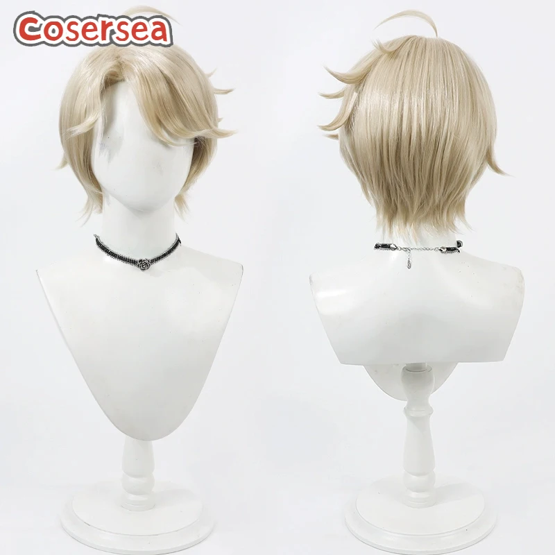 

Cosersea Emil Cosplay Wigs Game Identity V Emil Role Play 30cm Short Straight Light Blonde Men Wig Synthetic Hair Heat Resistant