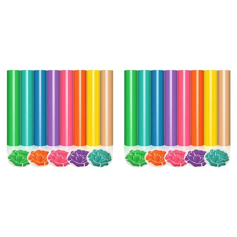 BAAJ-16X Transfer-8 Colors 3D Puff HTV Heat Transfer Vinyl 30X25cm Pastel Colored Puffy Iron-On Vinyl T-Shirt