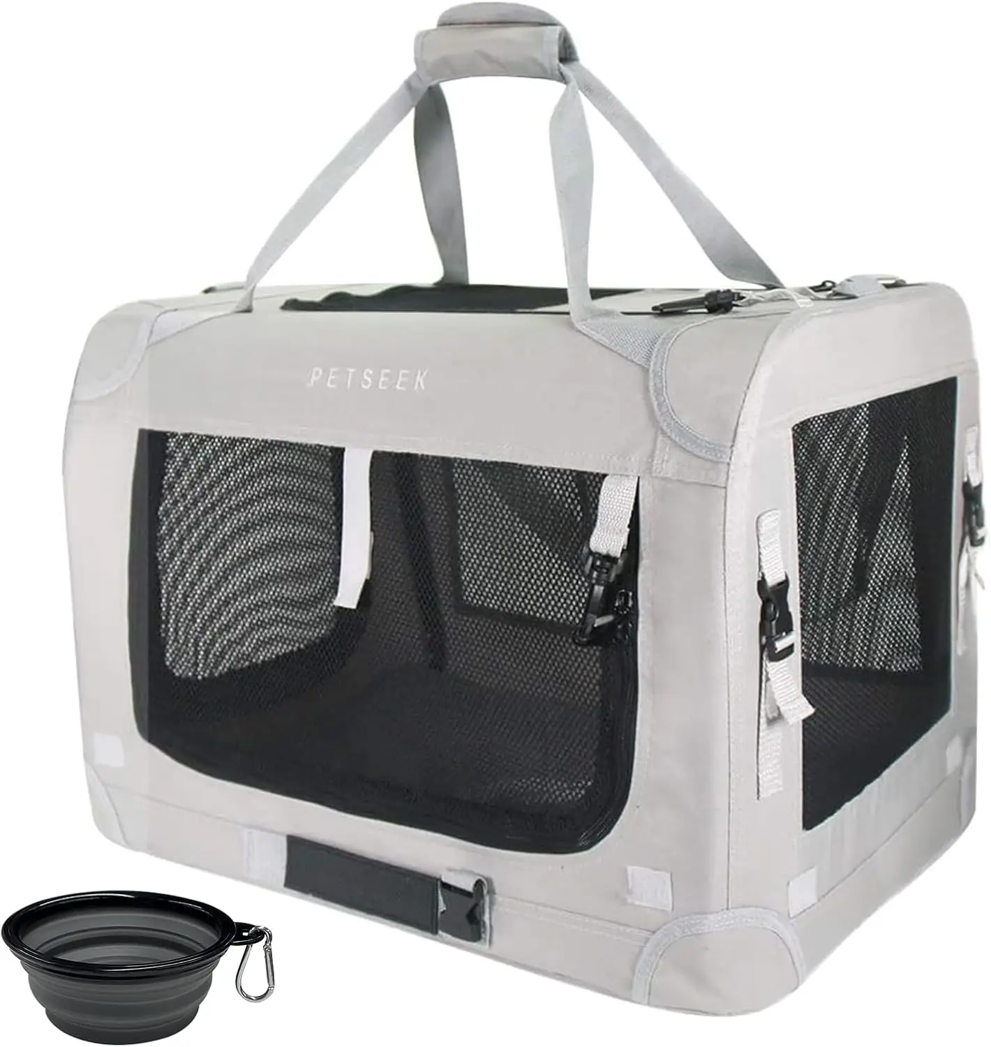 

Extra Large Soft Sided Cat Carrier for 2 Cats, Portable Folding Travel Bag with Bowl, 24'x16.5'x16', Grey