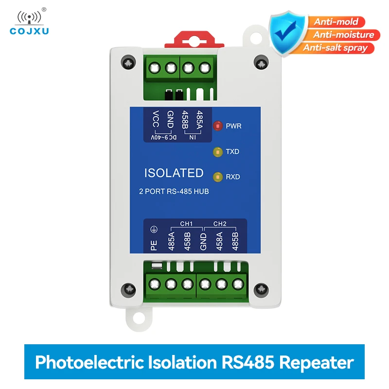 Industrial Grade 2 Channel RS485 Repeater COJXU E810-R12 Power Signal Isolation ESD DC 8-28V Rail Mounting High Speed