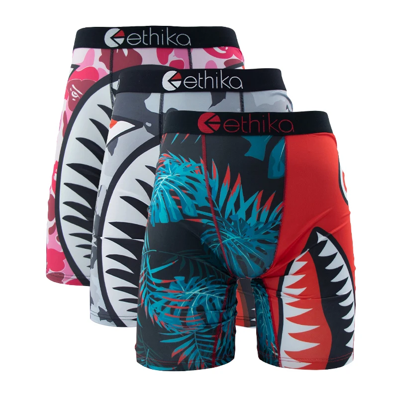 

ETHIKA 3Pcs Men Sexy Underwear Boxers Breathable Man Underpants Plus Size S-3XL Mens Trunks Men's Panties Lingeries Boxer Briefs