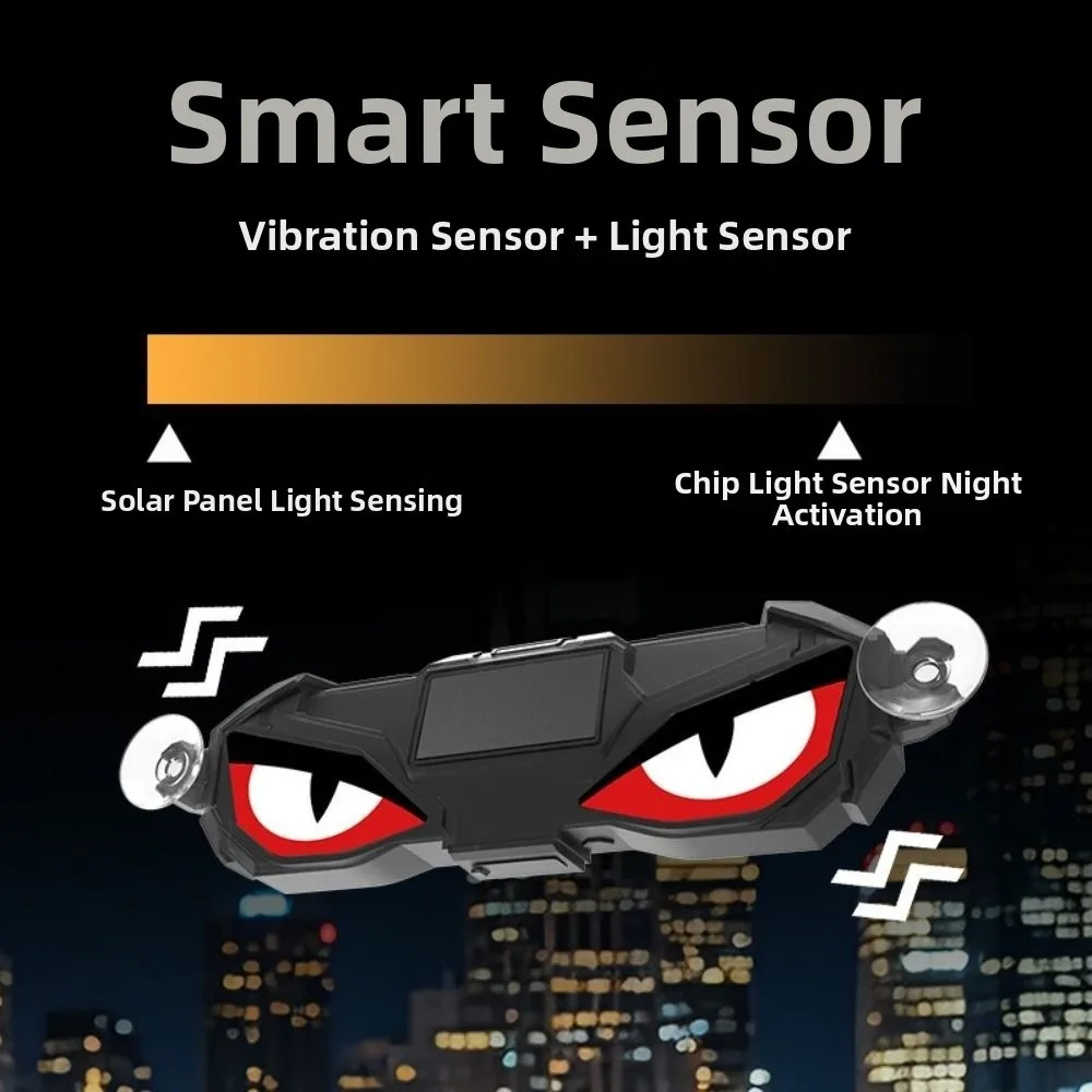 Creative Car Demon Eye Light Cool Suction Cup Installation LED Atmosphere Light Flashing Dynamic Solar Warning Light