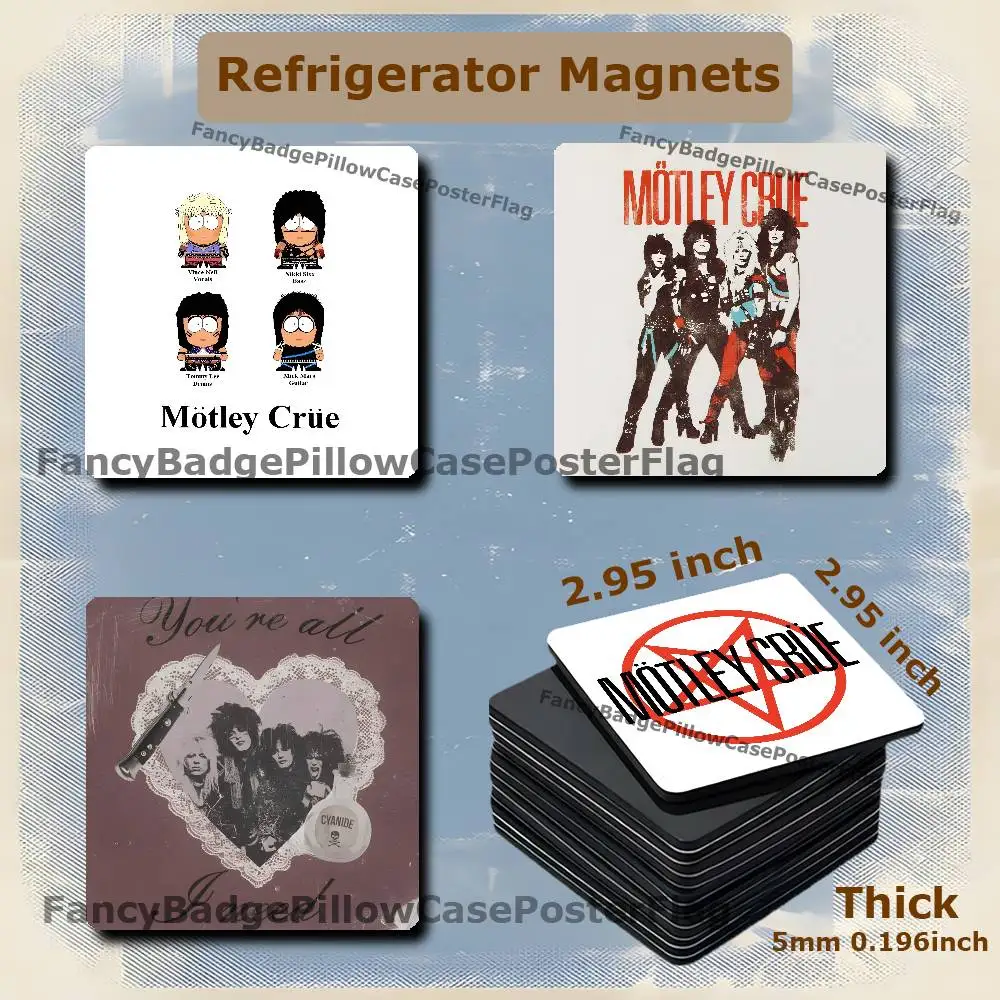 M-Motley Crue Dr Feelgood Fridge Refrigerator Magnet Set Creative Square Decorative Adhesive Stickers Magnets Festival Gift