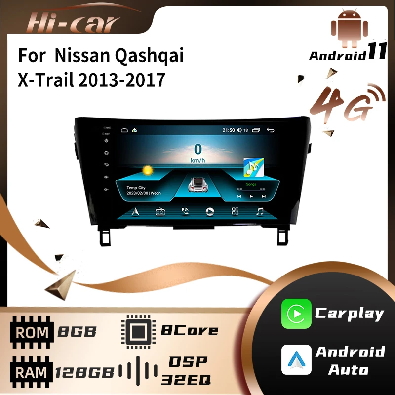 

2 Din Autoradio for Nissan Qashqai X-Trail 2013-2017 Radio Stereo WiFi Carplay GPS Navigation Multimedia Video Player Head Unit