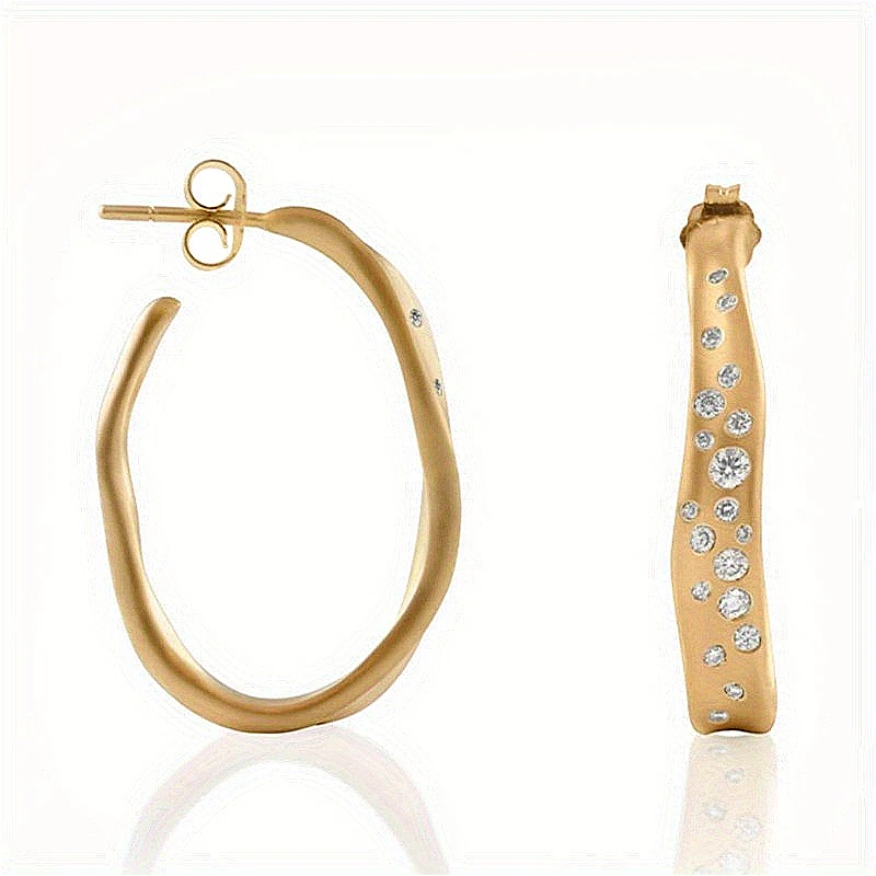 Modische Funkelnde Synthetische Zirkonia-Ohrringe mit Unregelmäßiger Form für Damen, Einfache Elegante Vergoldete Party-Schmuck-Accessoires
