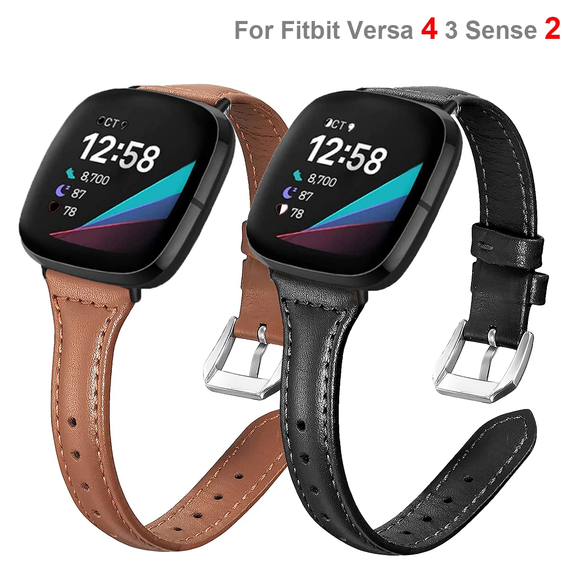 Slim Leather Band For Fitbit Versa 4 3 Women Men Watch Bracelet Strap Belt For Fitbit Sense 2 Correa Loop