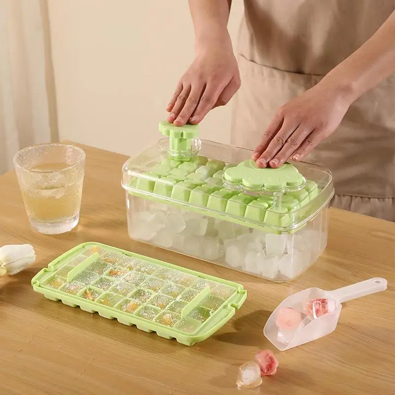 Ice Tray Mold With Lid Novelty Drink Tray 32 Cavity Leak Proof Cat Paw Press Type Ice Tray For Chilled Drinks Coffee Milk Tea