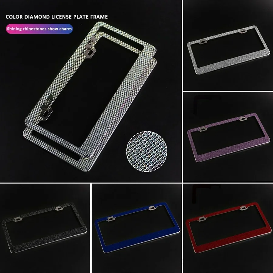 Car License Plate Frame Handcrafted Crystal Rhinestone Car Frame Plate for USA Canada Truck Car Bling Accessories for Women