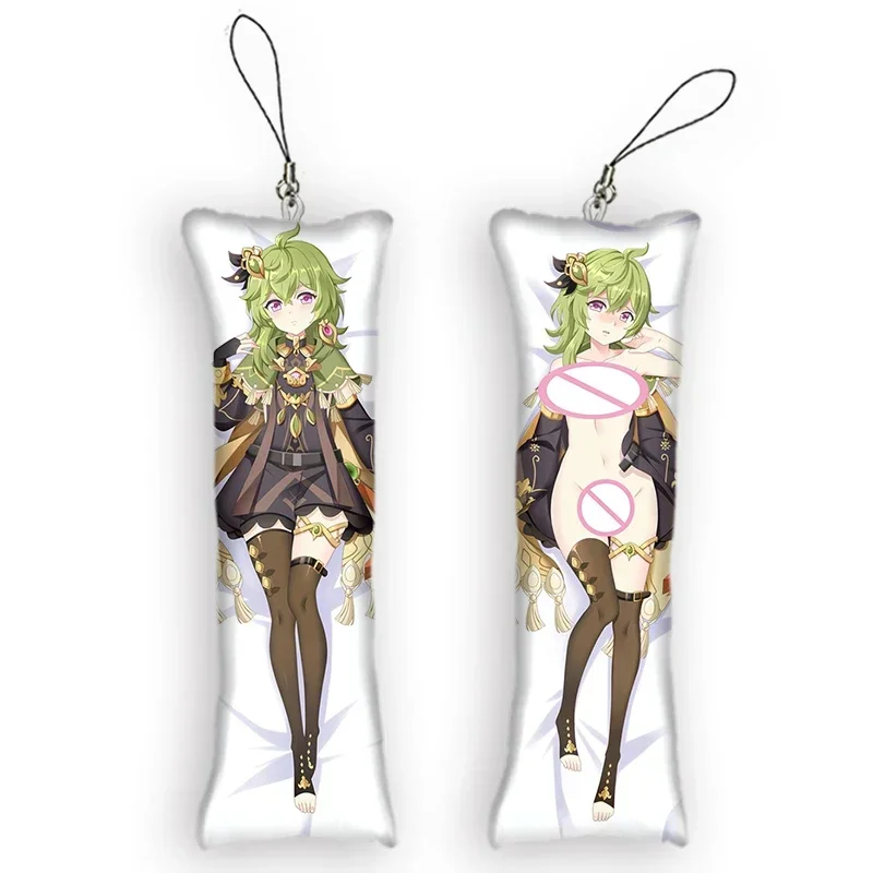 

4x12cmCollei Mini Dakimakura Keychain Cute Anime Key Chain Genshin Impact Theme Cos Decor Pendant Otaku Backpack Pendant