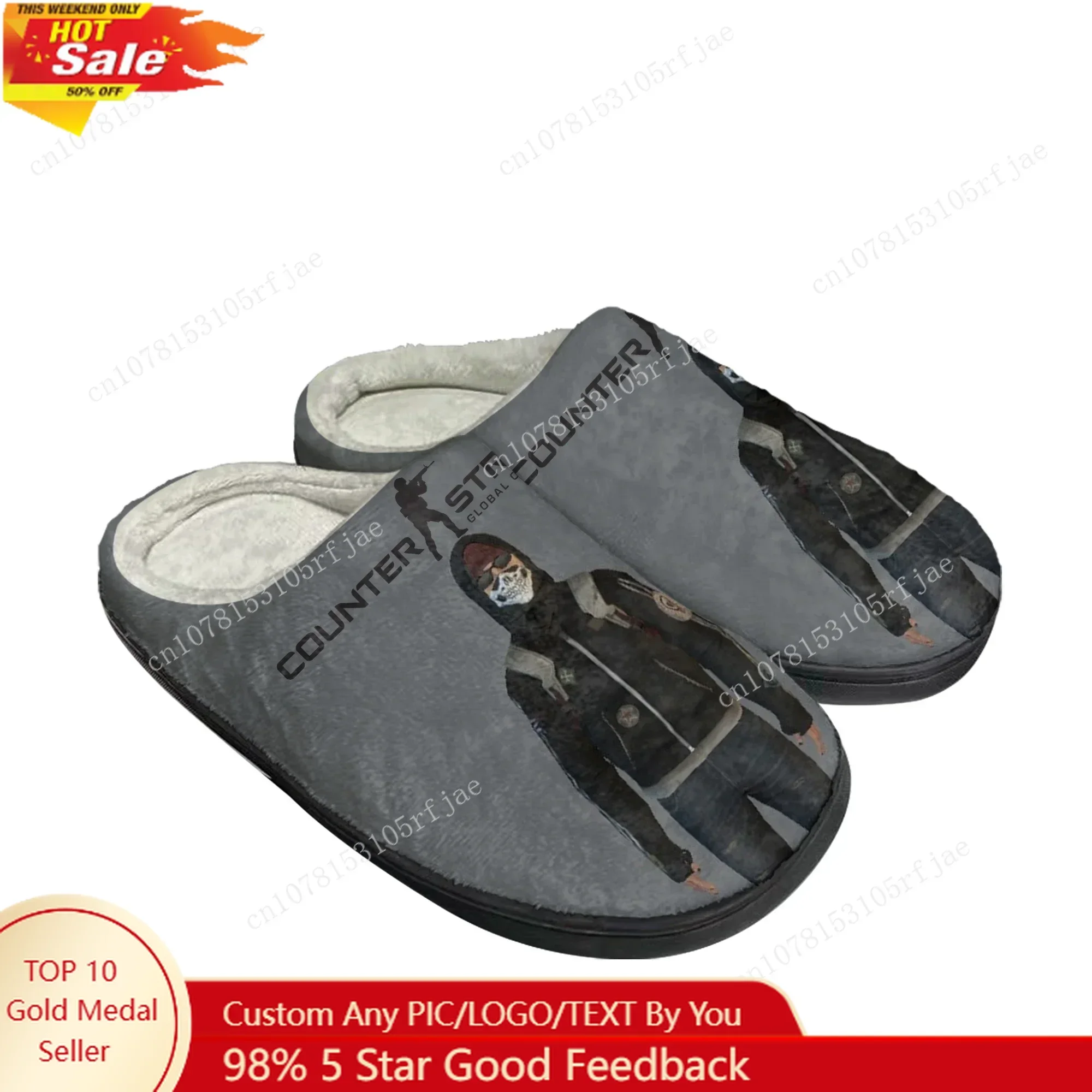 Cartoon Game Counter Strike Global Offensive Home Slippers Mens Womens Plush Bedroom Casual Keep Warm Shoes Tailor Made Slipper