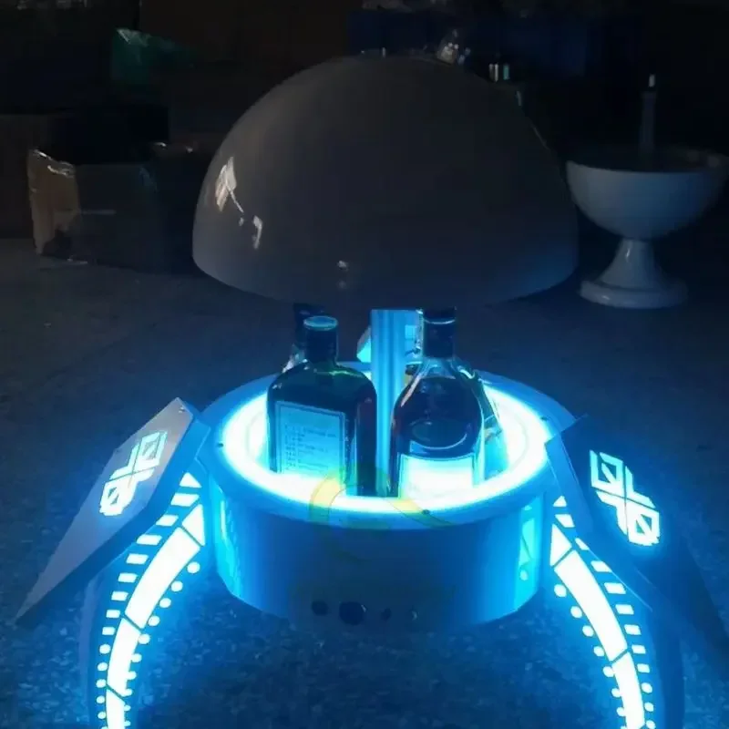 New auto-lifting led ball shape bottle case whiskey cocktail display racks led bottle presenters for night club Lounge