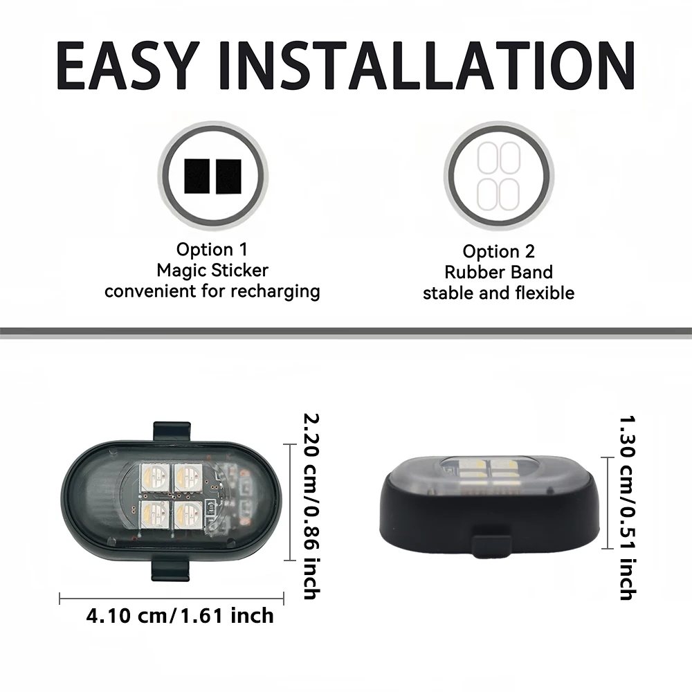 ترقية أضواء جو السيارة RGB، بطارية أكبر وأكثر إشراقا، كابل شحن من النوع C، جهاز تحكم عن بعد لاسلكي متعدد الأوضاع لسيارة Motorcyc #4