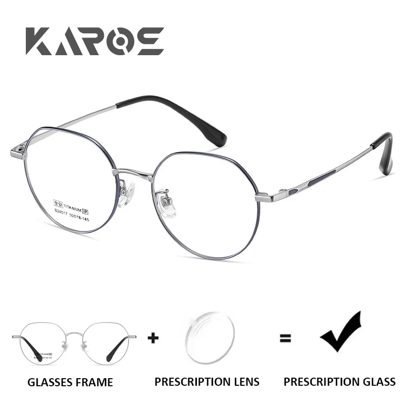 

KAROS 2025 New All-Titanium Round Prescription Glasses Myopia Optical Eyeglasses for Women Anti Blue Light/Photochromic