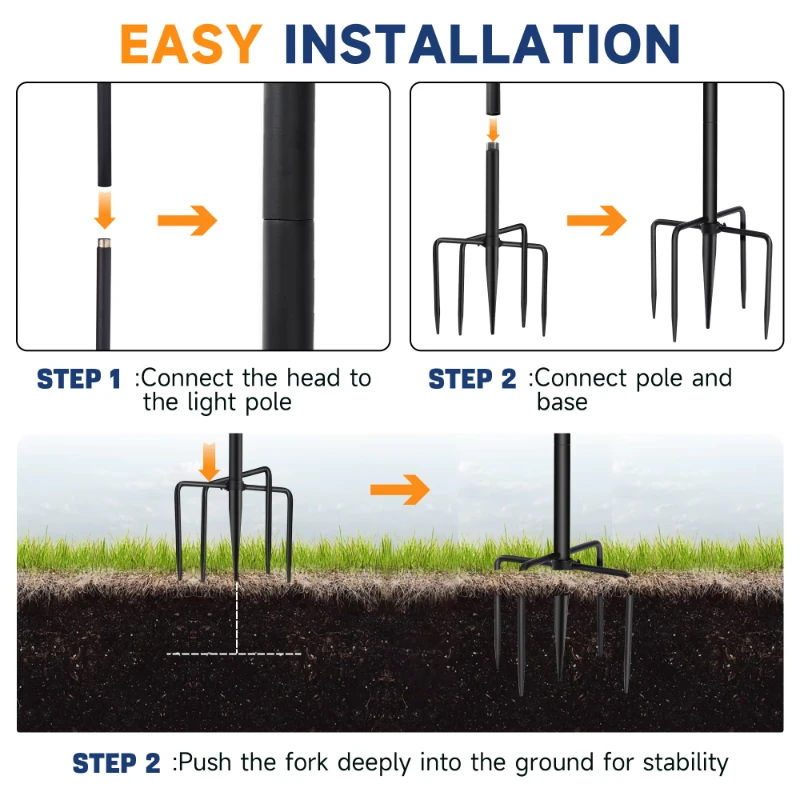 10ft Metal Pole with Fork for Outdoor String Lights Pole Perfect for Gardens Patios Weddings, Backyards Decks & Parties