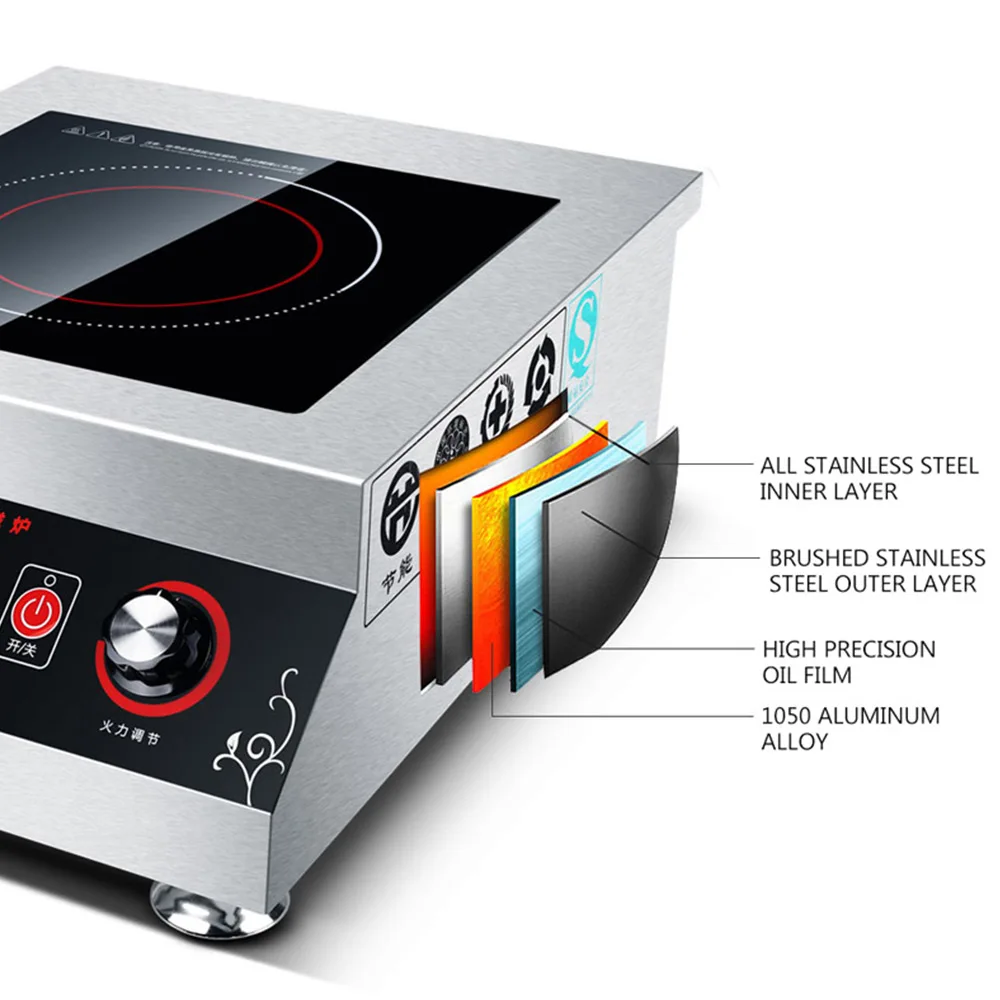 Fornello a induzione da 5000 W Desktop ad alta potenza Stir-Fry Mensa Hotel Appuntamento Timing Piano cottura Commerciale Estufa Eléctrica Cocinar