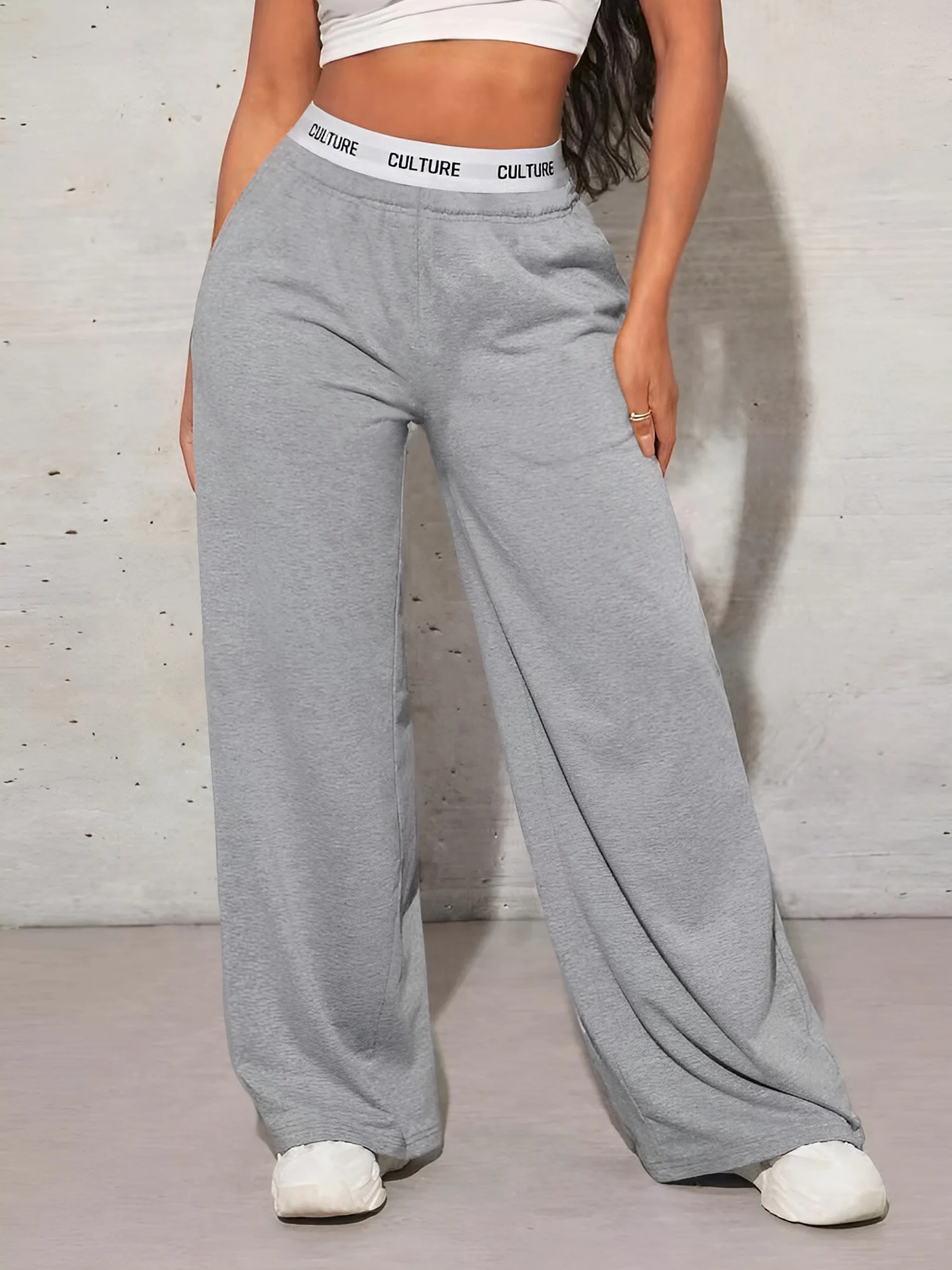 Hip Hop Oversized Wide Leg Sweatpants, Letter Printed Elastic Waist Pants for Street Fashion & Concert Outfit