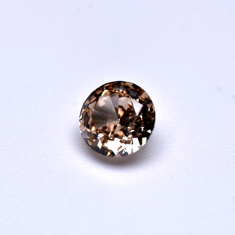 Synthetischer Edelstein Top Crushed Ice Cut Kubischer Zirkonia Runde Form Champagnerfarbe 4K Schliff 5A+ Qualität für Schmuckherstellung – Detail 3