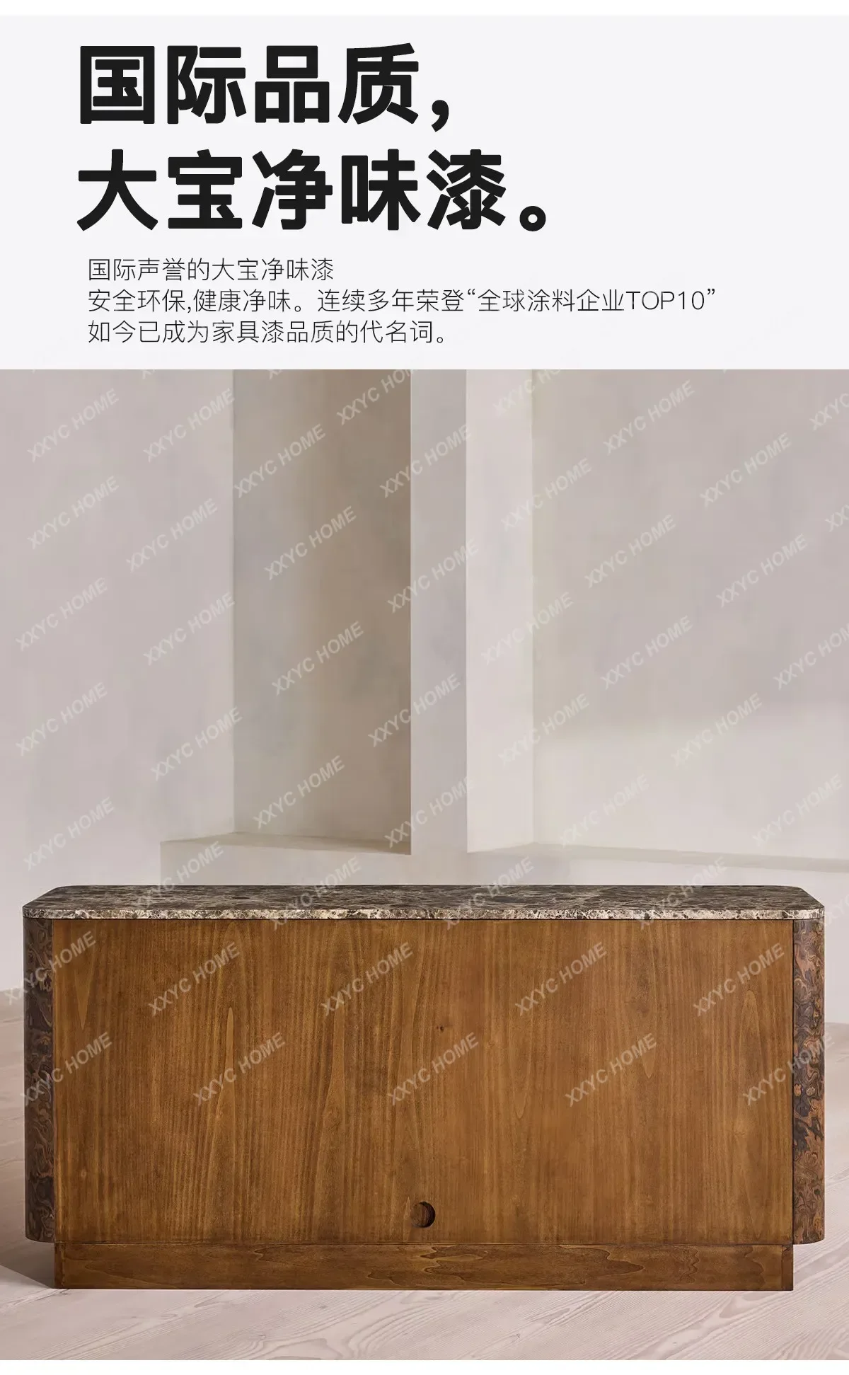 BJ Old Money Chest, Marble Sideboard, Vintage Light Luxury Design Cabinet, French Living Room Decoration Bedroom