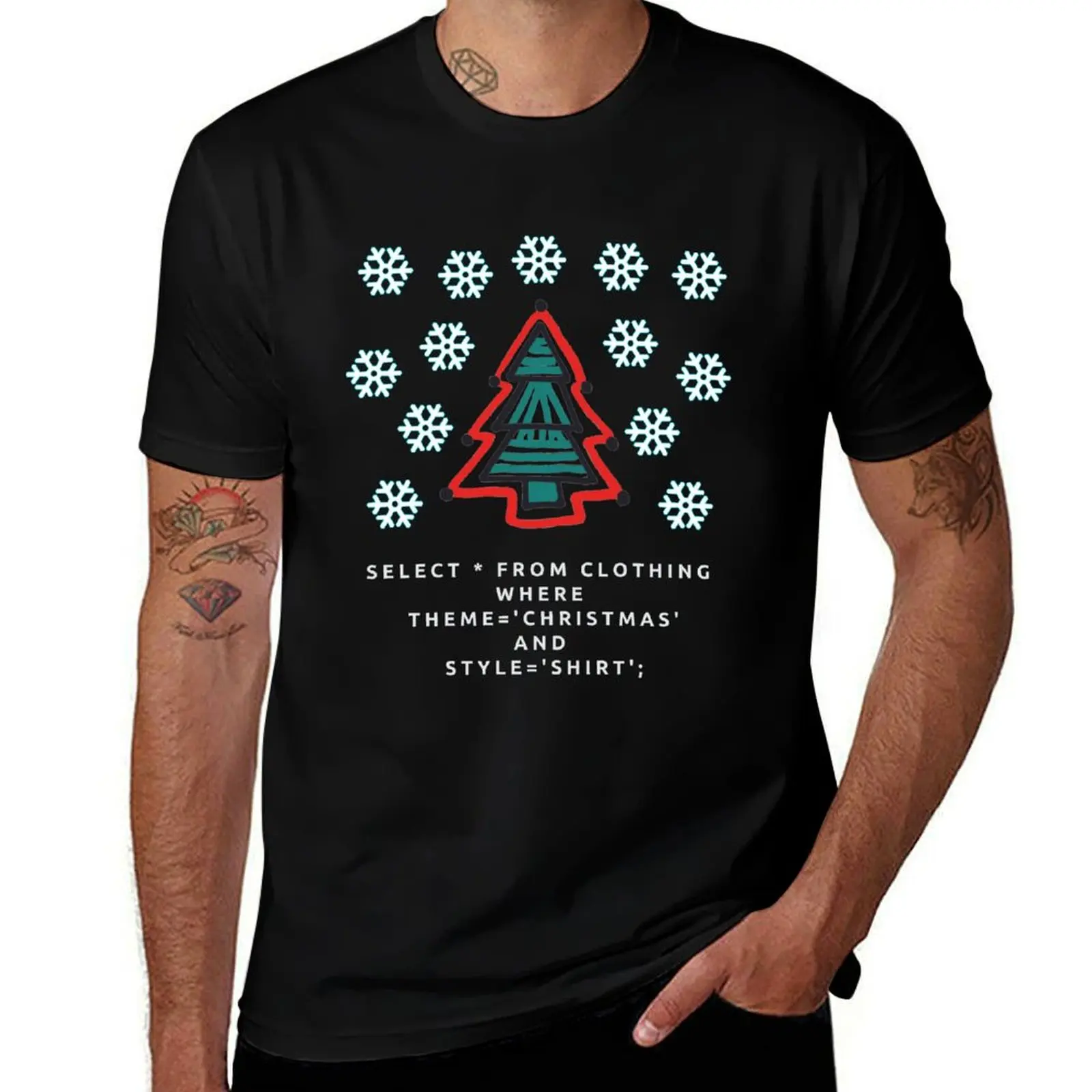 Christmas SQL Query For Developers & Programmers T-Shirt All Match Basic Short Sleeve Top