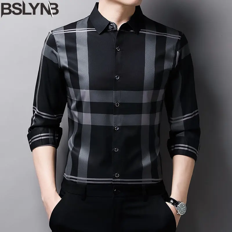 High Quality Men\'s Long Sleeve Shirt Casual Comfortable Shirt Business Breathable Striped Shirt Male Clothing Top