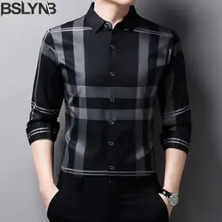 High Quality Men's Long Sleeve Shirt Casual Comfortable Shirt Business Breathable Striped Shirt Male Clothing Top