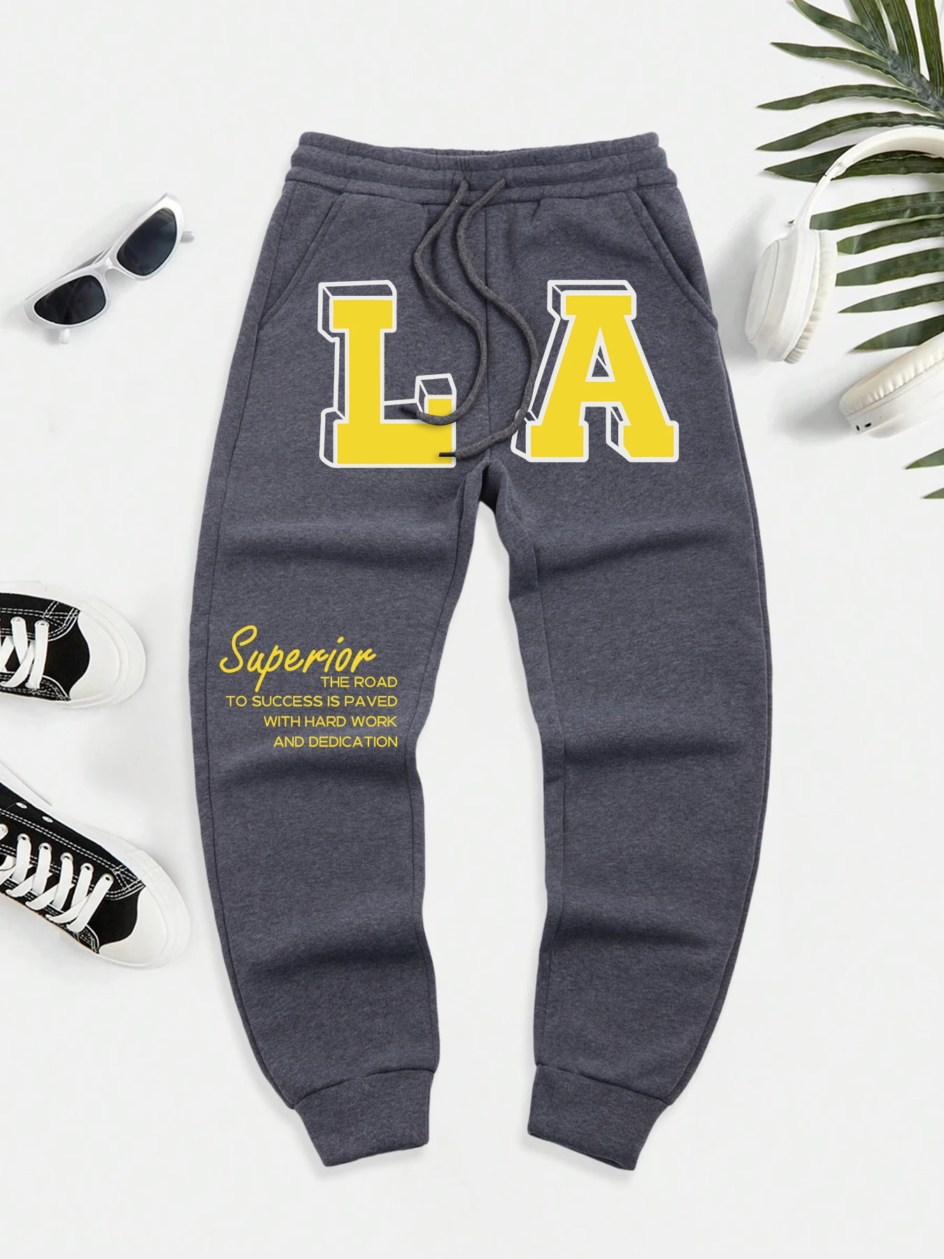 

Creative Artistic Lettering Printed Mens Soft Britches Fashion Drawstring Long Pant Casual Gothic Pants Warm Hip Hop Sweatpants