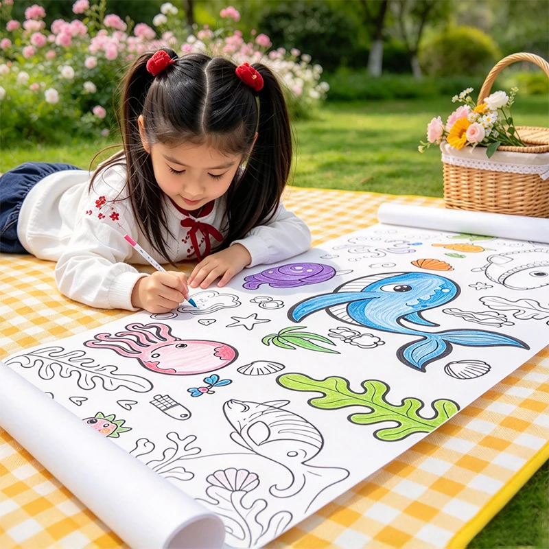 5 Rolls of Creative Doodle Scrolls (with Random Patterns), Suitable for DIY Painting for Children and Teenagers Aged 3+, Animal/Fruit/Object Designs to Inspire Artistic Inspiration, Ideal for Holiday Gifts, Early Education Educational Drawing Toys