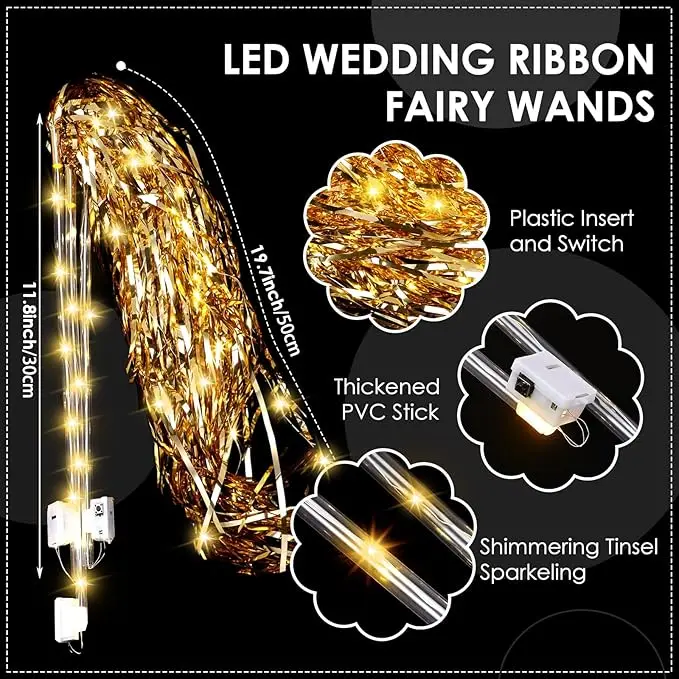 50 قطعة LED احباط بهرج الزفاف العصي مضاءة الزفاف الجنية الصولجانات تضيء عصا توهج وامض الصولجانات لحفلة عيد ميلاد الحسنات