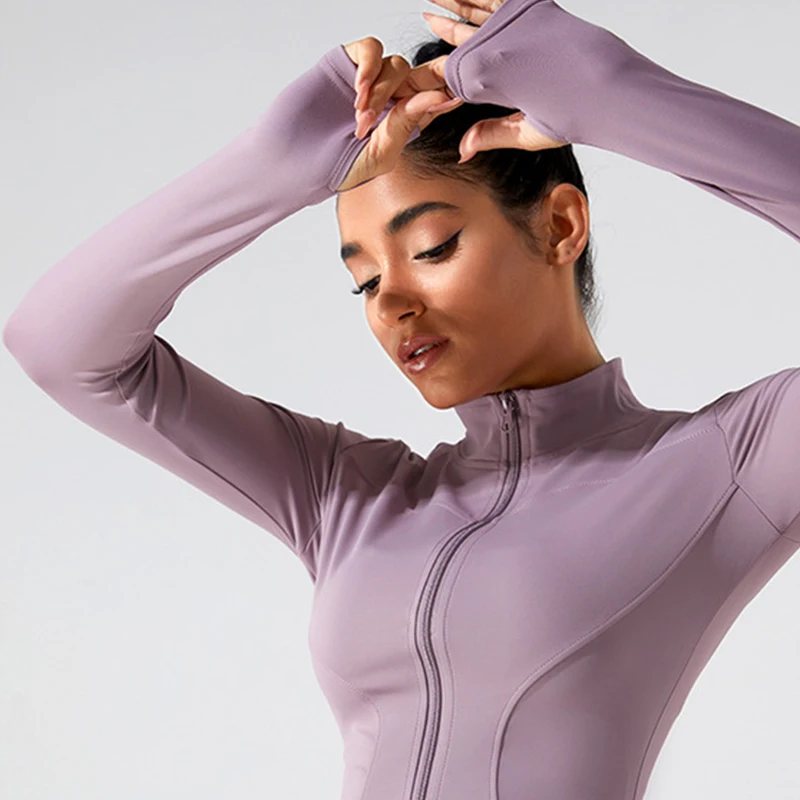 

F2 Zippers Sports Jackets for Women Yoga T-shirts Fit Coat Casual Long Sleeve Gym Tops Tight Clothing Slimming Running Blouses