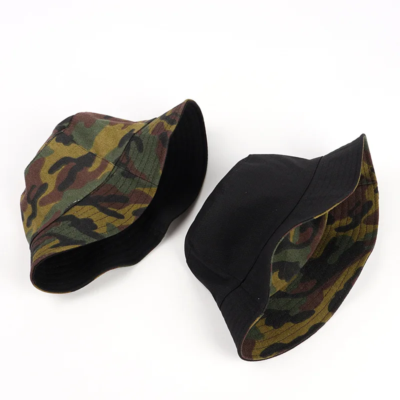 Outdoor Unisex Reversible Camo Digital Style Cotton Bucket Hats for Men Women Shade Soft Hip Hop Panama Fisherman Caps F205