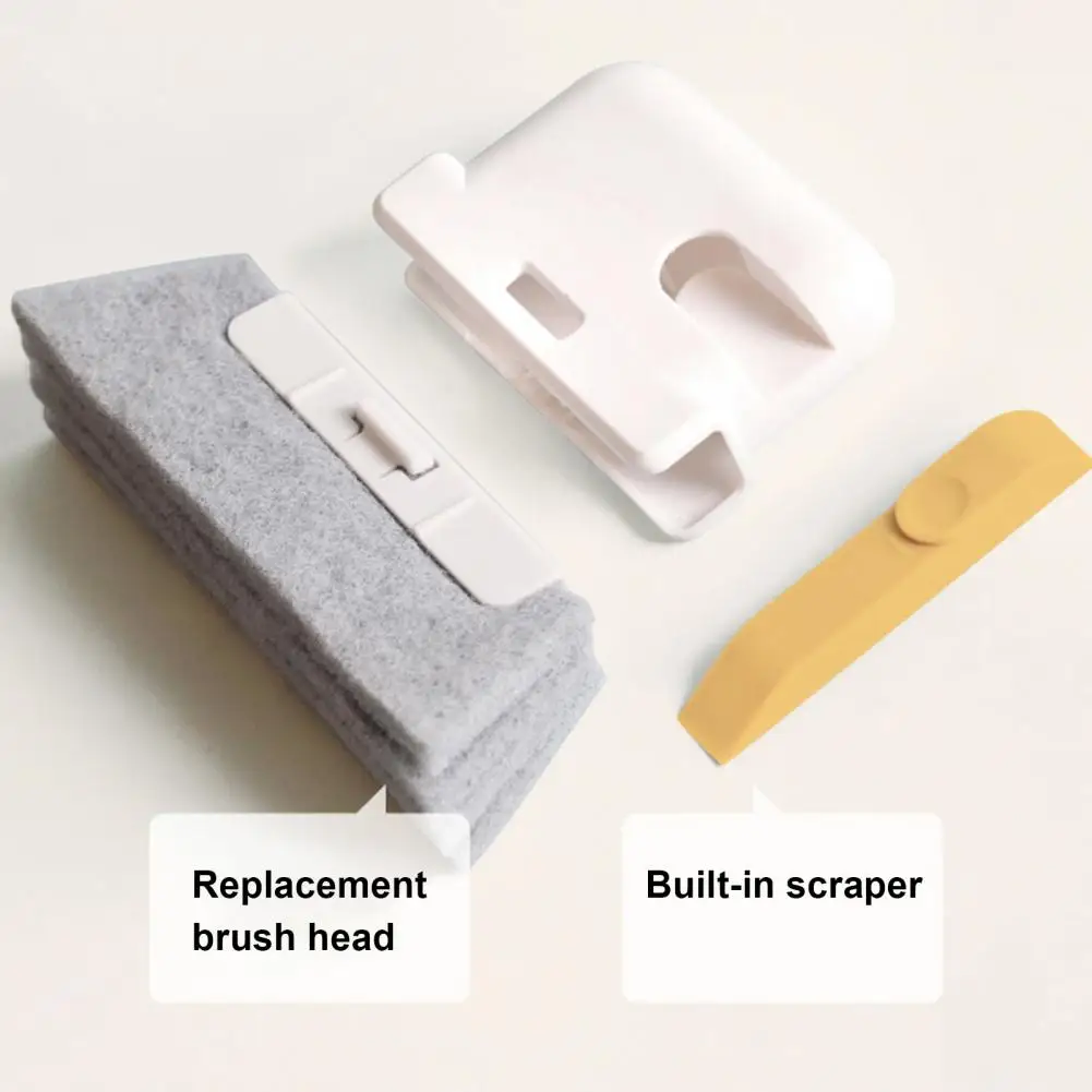 Ensemble de nettoyeur de rails de fenêtre en éponge, brosse de fenêtre avec poils solides pour l'élimination de la saleté tenace, Kit de brosses détachables 4 pièces 2 1