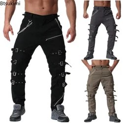 New 2026 Men's Fashion Casual Pants Young Men Personalized Metal Decoration Casual Pants Trendy Cargo Trousers Men Hip Hop Pants