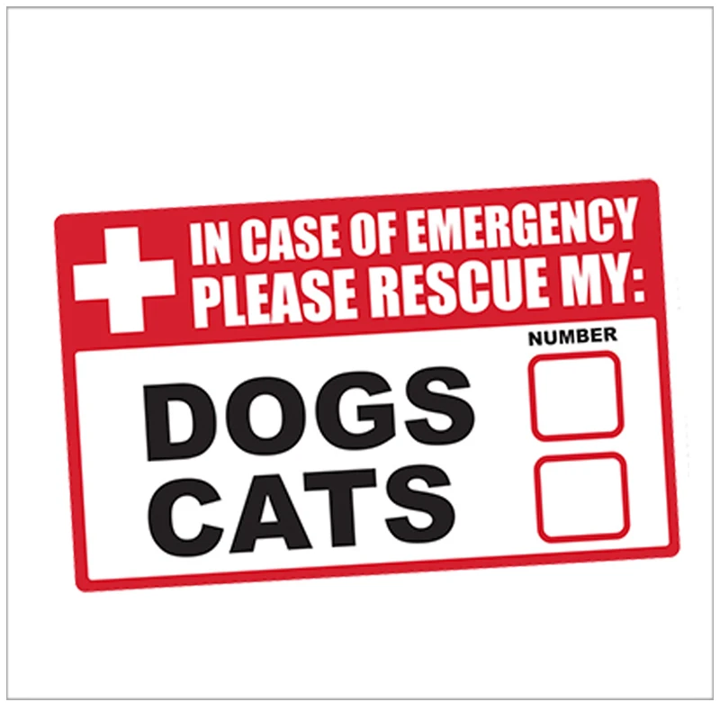 13cm 1 Piece Car Styling Emergency Pet Rescue DOGS CATS Vinyl Sticker First Responder FIRE Safety Bumper Decal Accessories