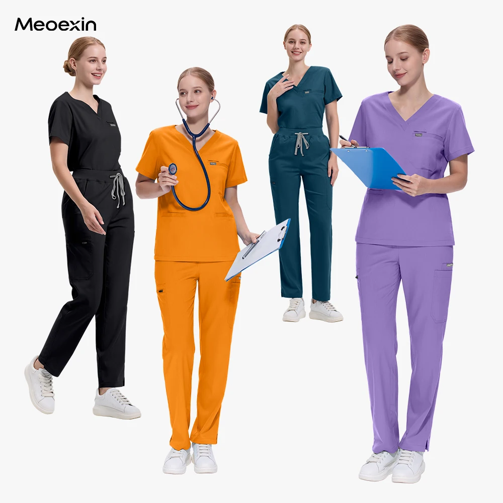 

Fashion Medical Scrubs Multi-Pocket Workwear Operating Room Surgical Uniform Scrubs Wholesale Hospital Workwear Nurse Dental Set