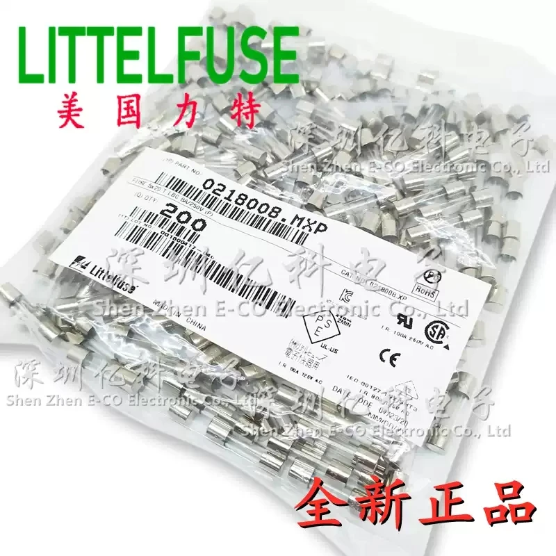 T8AL250VP American Lite 5 * 20mm slow melting glass fuse tube 8A/250V ampere 0218008.mjp