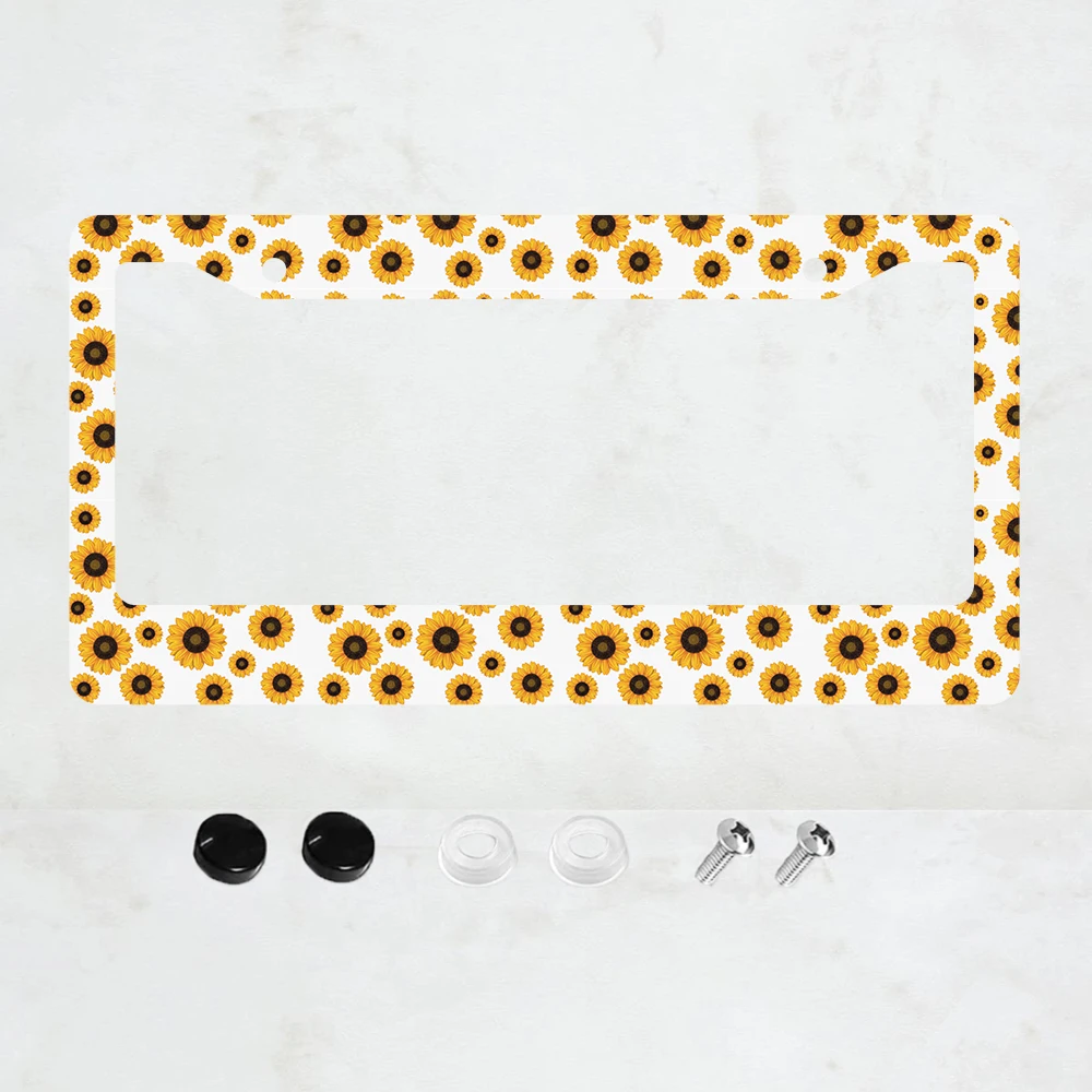 

Sunflower Aluminum License Plate Frame - US Standard Size, Decorative Car License Plate Bracket, 2 Holes for Auto Decorative